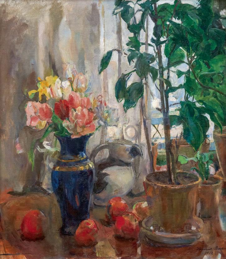 Harriet Backer (1845-1932), Nature morte avec plante en pot, 1912. Huile sur toile, 69,5 x 61,2 cm. Bergen, Kode Bergen Art Museum.